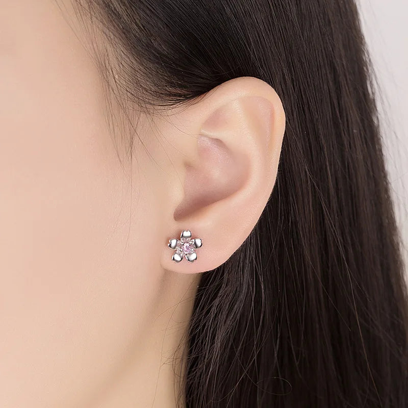 Crsytal Zircon Flower Stud Earrings