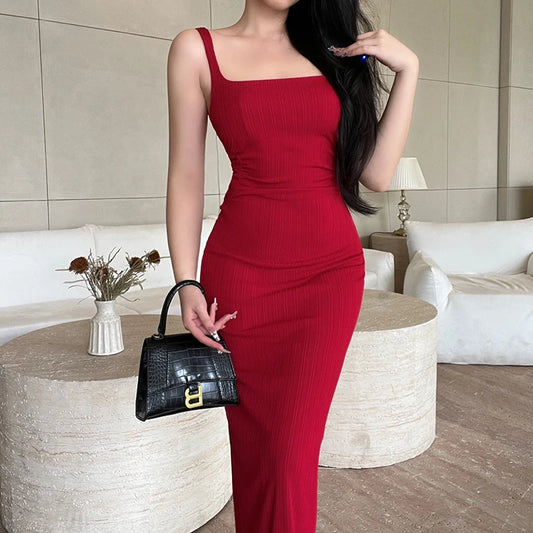 Fashion Red Dress Korean Women