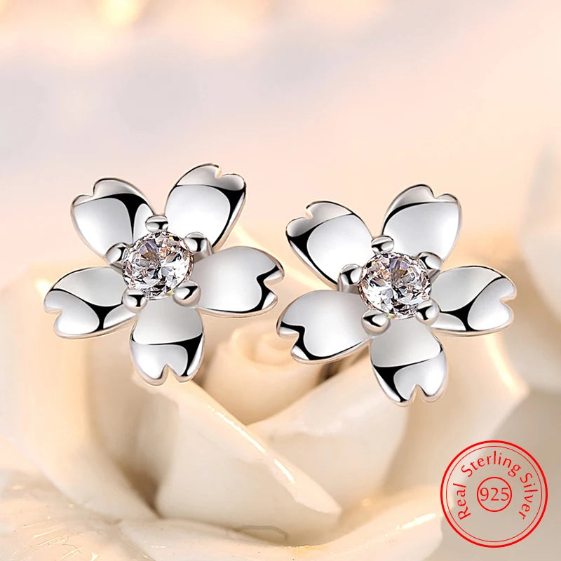 Crsytal Zircon Flower Stud Earrings