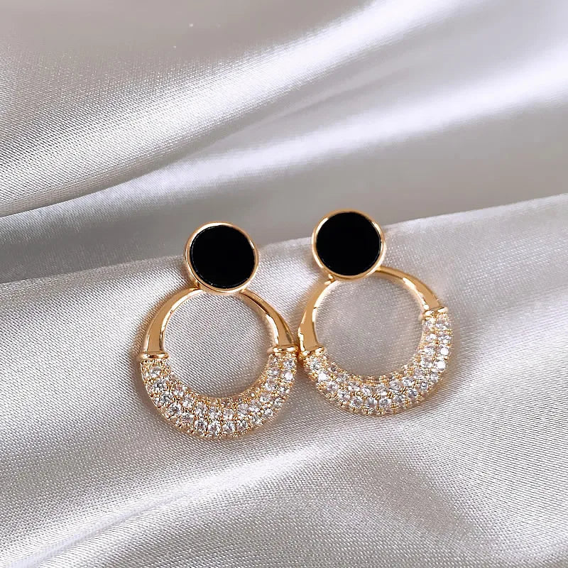 Light Luxurious Zircon Hoop Earrings