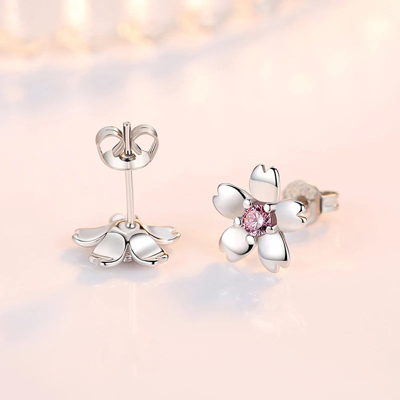 Crsytal Zircon Flower Stud Earrings