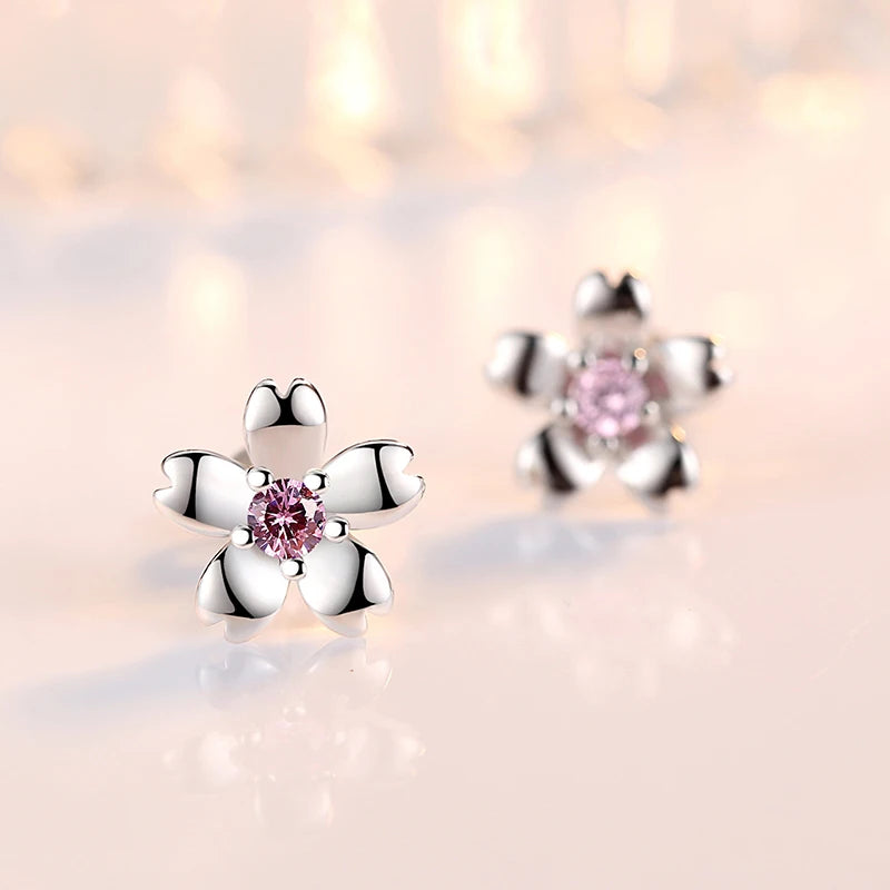 Crsytal Zircon Flower Stud Earrings