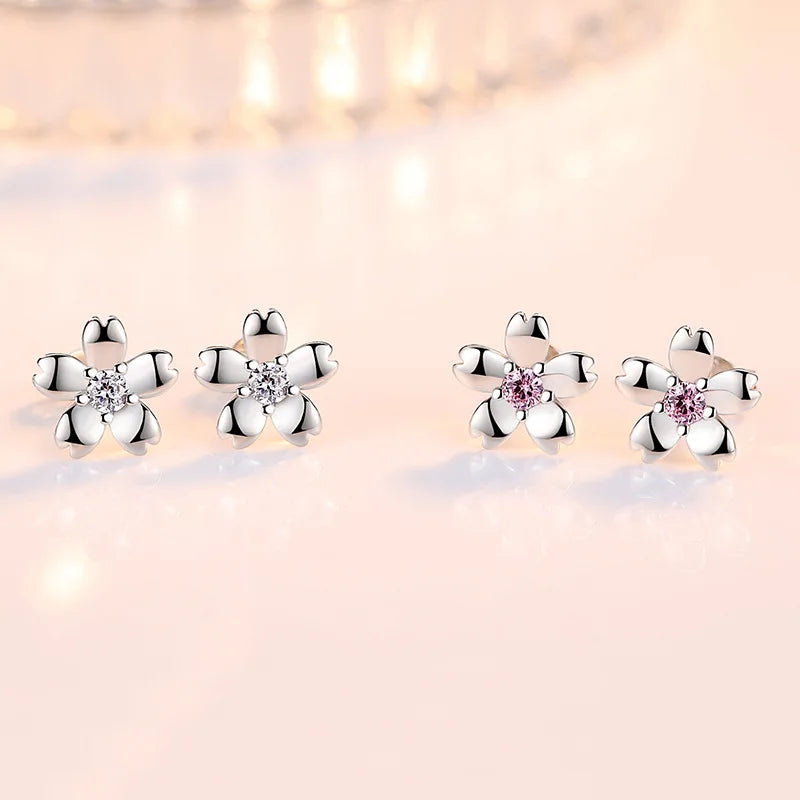 Crsytal Zircon Flower Stud Earrings